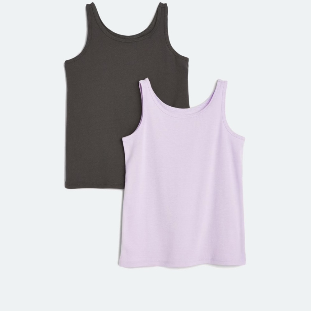 Children's Sleeveless Tank Tops - Charcoal and Light Purple